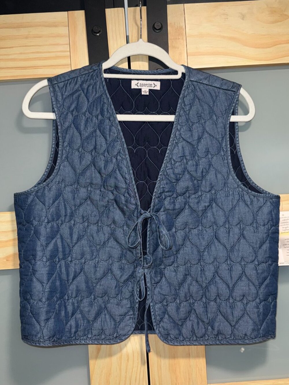 NWT Nanette Lepore Heart Quilted Denim Vest Womens M